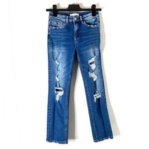 Vervet High Rise Straight Leg Ripped Jeans